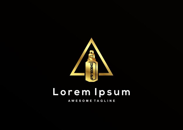 Luxe vape-winkel met logo-sjabloon in gouden kleur