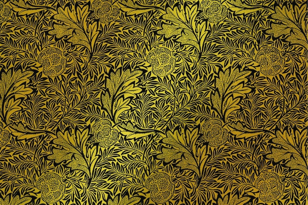 Luxe vector gouden bloemenbehang remix van artwork door William Morris