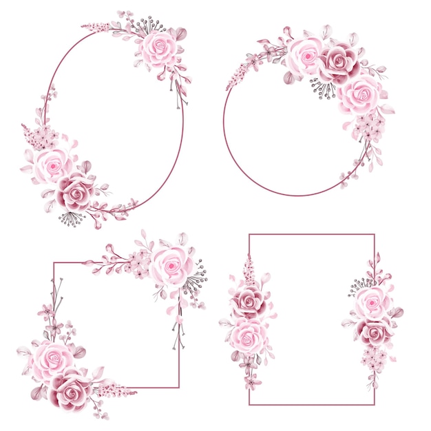 Gratis vector luxe vintage aquarel rose flower frame lege ruimte