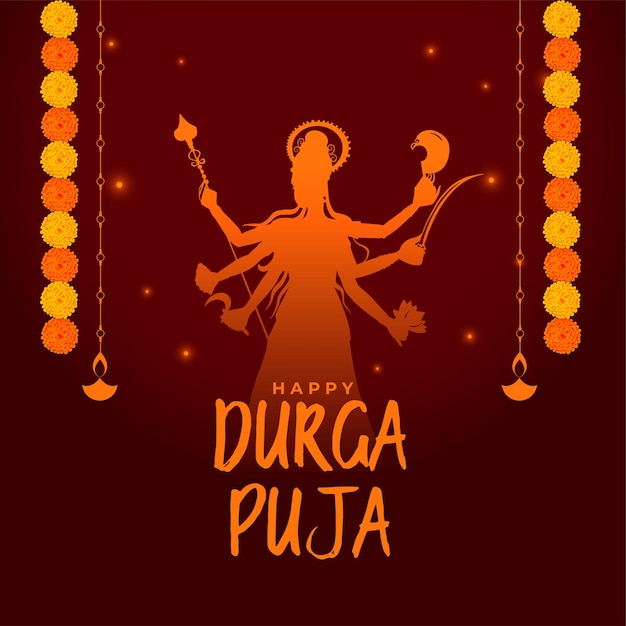 Maa durga aanbidding godin festival kaart ontwerp