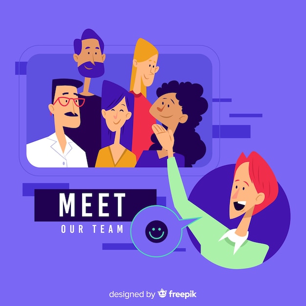 Gratis vector maak kennis met ons teamconcept voor de bestemmingspagina