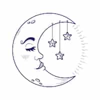 Gratis vector maan en sterren die illustratie trekken