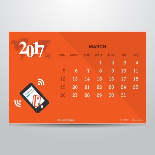 Gratis vector maart 2017 kalender