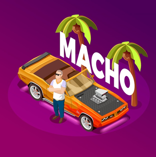 Macho Man luxe auto isometrische afbeelding