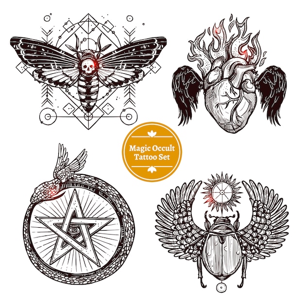 Magische occulte tattoo set