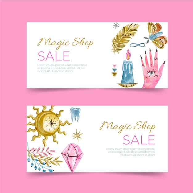 Gratis vector magische winkel banners sjabloon