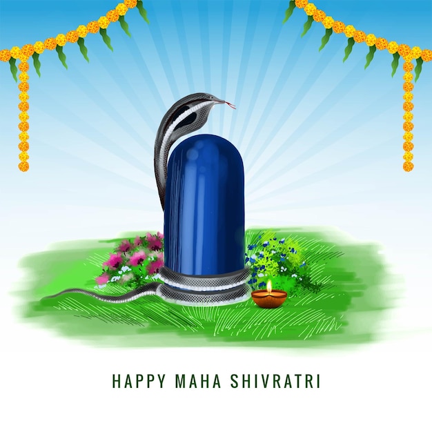 Gratis vector maha shivratri festival achtergrond met shiv ling kaart ontwerp