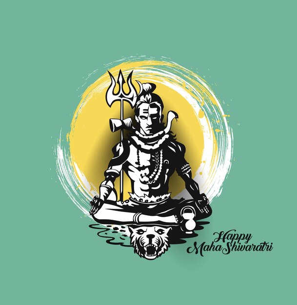 Gratis vector maha shivratri - happy nag panchami lord shiva - poster, hand getrokken schets vectorillustratie.