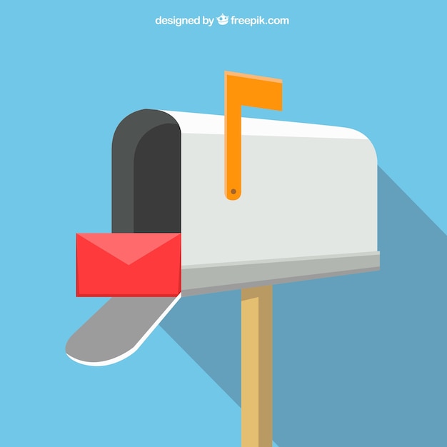 Mailbox achtergrond met rode envelop in plat design