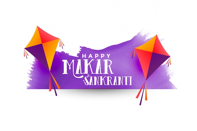 Gratis vector makar sankranti achtergrond met vliegers