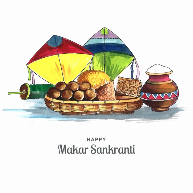 Makar Sankranti wenskaart vakantie achtergrond