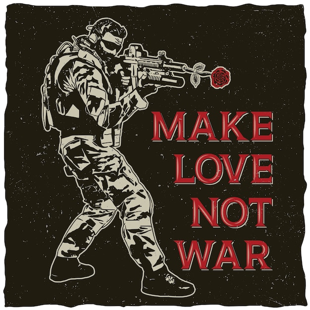 Gratis vector make love not war-illustratie