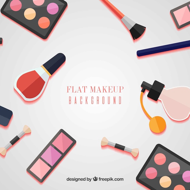 Make-up achtergrond met platte ontwerp