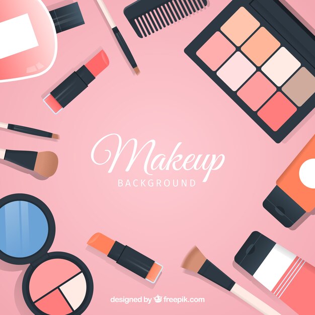 Make-up achtergrond met platte ontwerp
