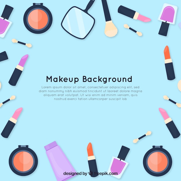 Gratis vector make-up achtergrond met platte ontwerp