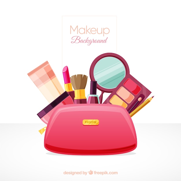 Gratis vector make-up achtergrond met platte ontwerp