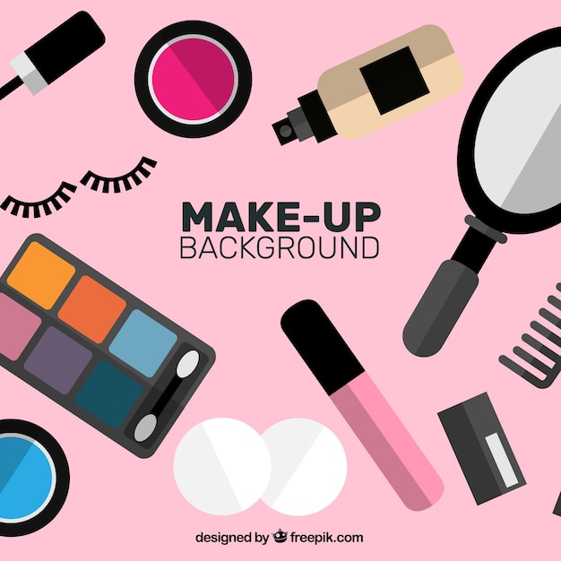 Gratis vector make-up achtergrond met platte ontwerp