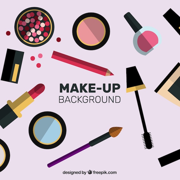 Gratis vector make-up achtergrond met platte ontwerp