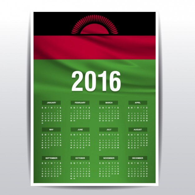 Gratis vector malawi kalender van 2016