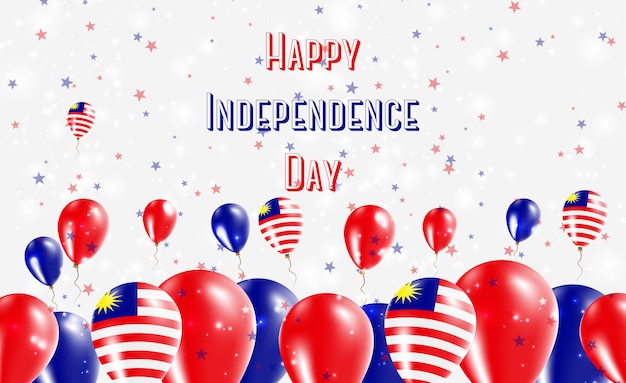 Maleisië onafhankelijkheidsdag patriottische design. ballonnen in maleisische nationale kleuren. happy independence day vector wenskaart.