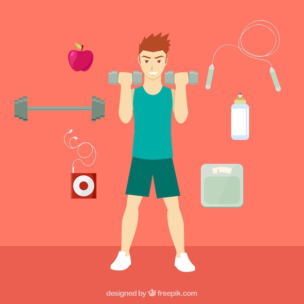 Gratis vector man doet fitness