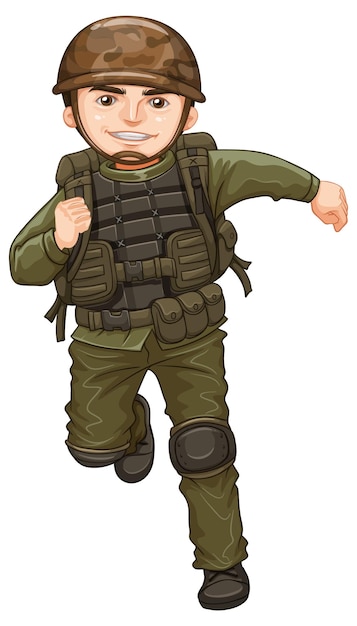 Gratis vector man in legeruniform op witte achtergrond