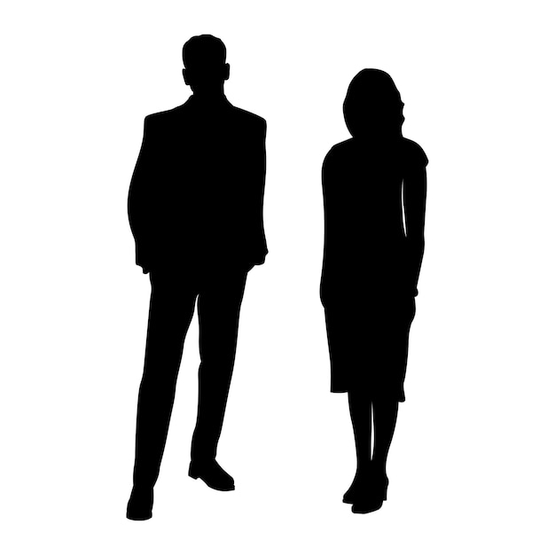 Gratis vector man in pak vrouw in jurk silhouette