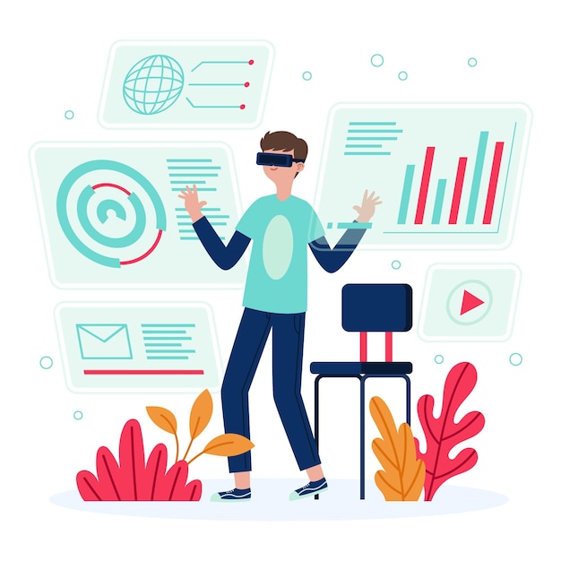 Gratis vector man met augmented reality-bril