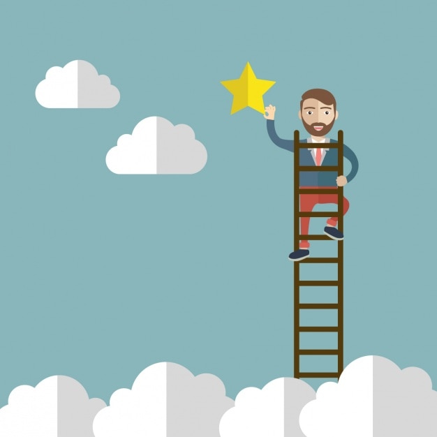 Gratis vector man met een ladder achtergrond