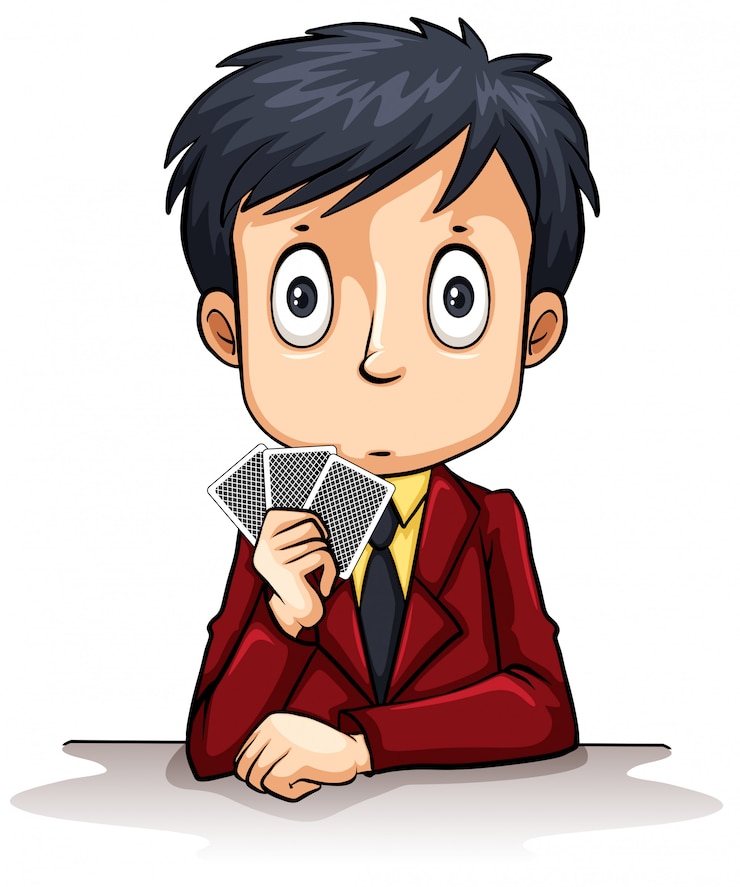Gratis Vector man met pokerkaarten