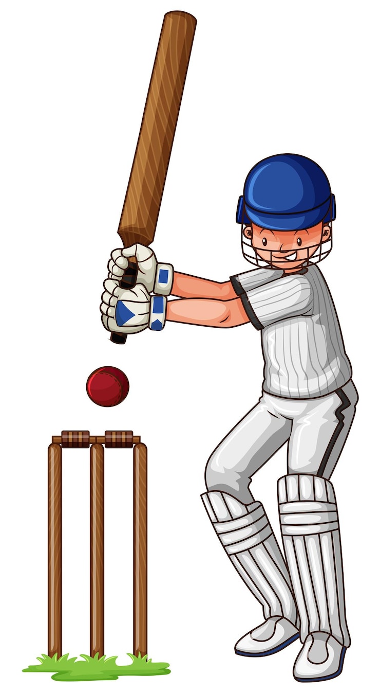 Gratis Vector man met vleermuis die cricket speelt
