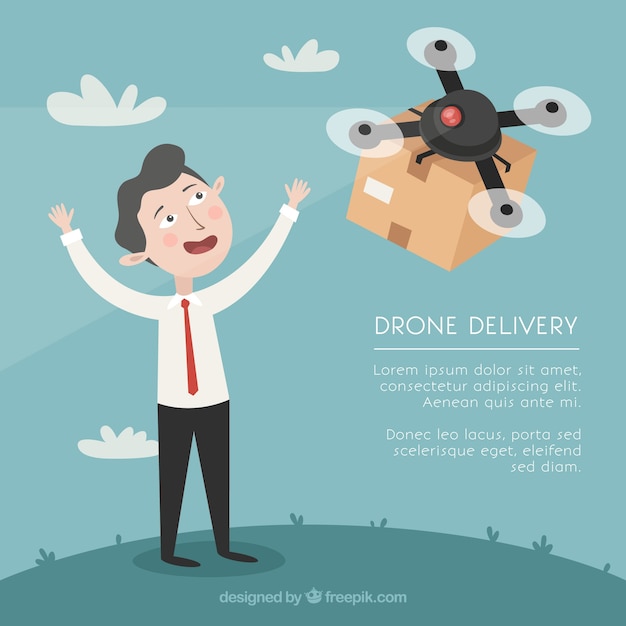 Man ontvangen pakket door drone