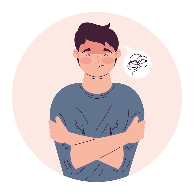 Gratis Vector man voelt zich angstig