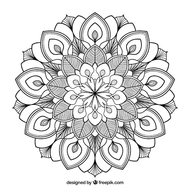 Gratis vector mandala-achtergrond in lineaire stijl