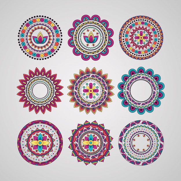 Gratis vector mandala bloemendecoratie etnische