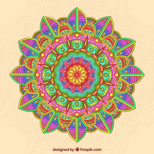 Gratis vector mandala met kleuren