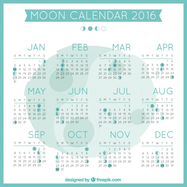 Gratis vector manen kalender 2016