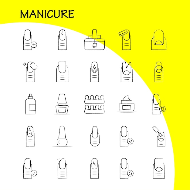 Manicure hand getekend icon pack voor ontwerpers en ontwikkelaars iconen van de franse gezondheidszorg manicure medicalcross art beauty care manicure vector