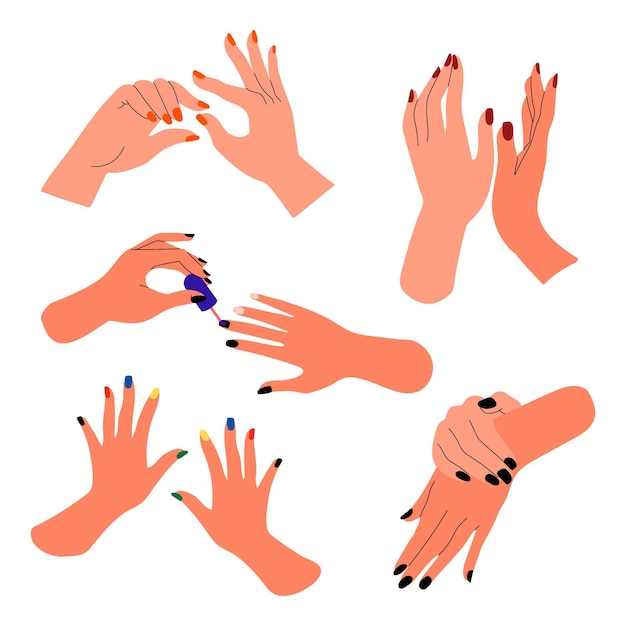 Gratis vector manicure handcollectie