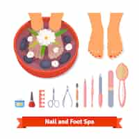 Gratis vector manicure pedicure voet spa schoonheidszorg set