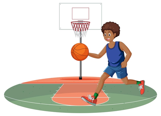 Gratis vector mannelijke afro-afrikaanse basketbalspeler cartoon