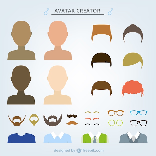 Gratis vector mannelijke avatar creator