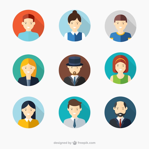 Gratis vector mannelijke en vrouwelijke gezichten avatars