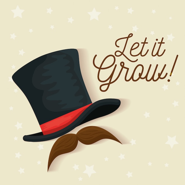 Gratis vector mannelijke hoed met snor movember-illustratie