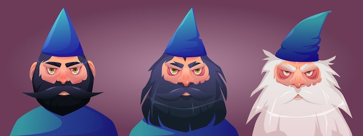 Gratis Vector mannelijke tovenaar portret tovenaar gezicht veroudering proces
