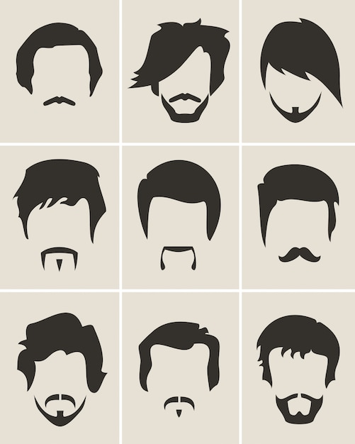 Gratis vector mannen baard en kapsel set