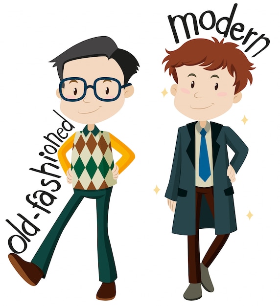 Gratis vector mannen dragen ouderwetse en moderne kleding