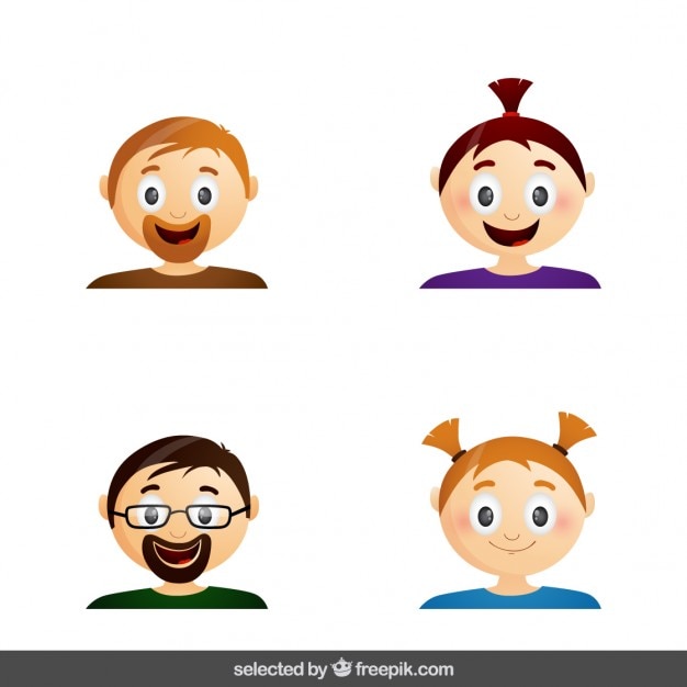 Gratis vector mannen en meisjes gezichten collectie