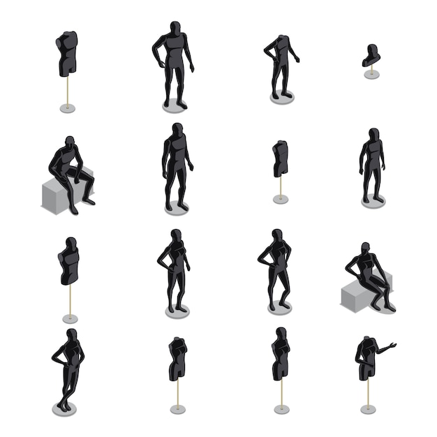 Gratis vector mannequins isometrische set