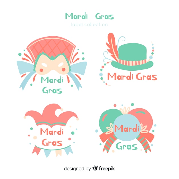 Gratis vector mardi gras badge collectie